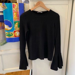 Zara Long Sleeve Black Blouse Top